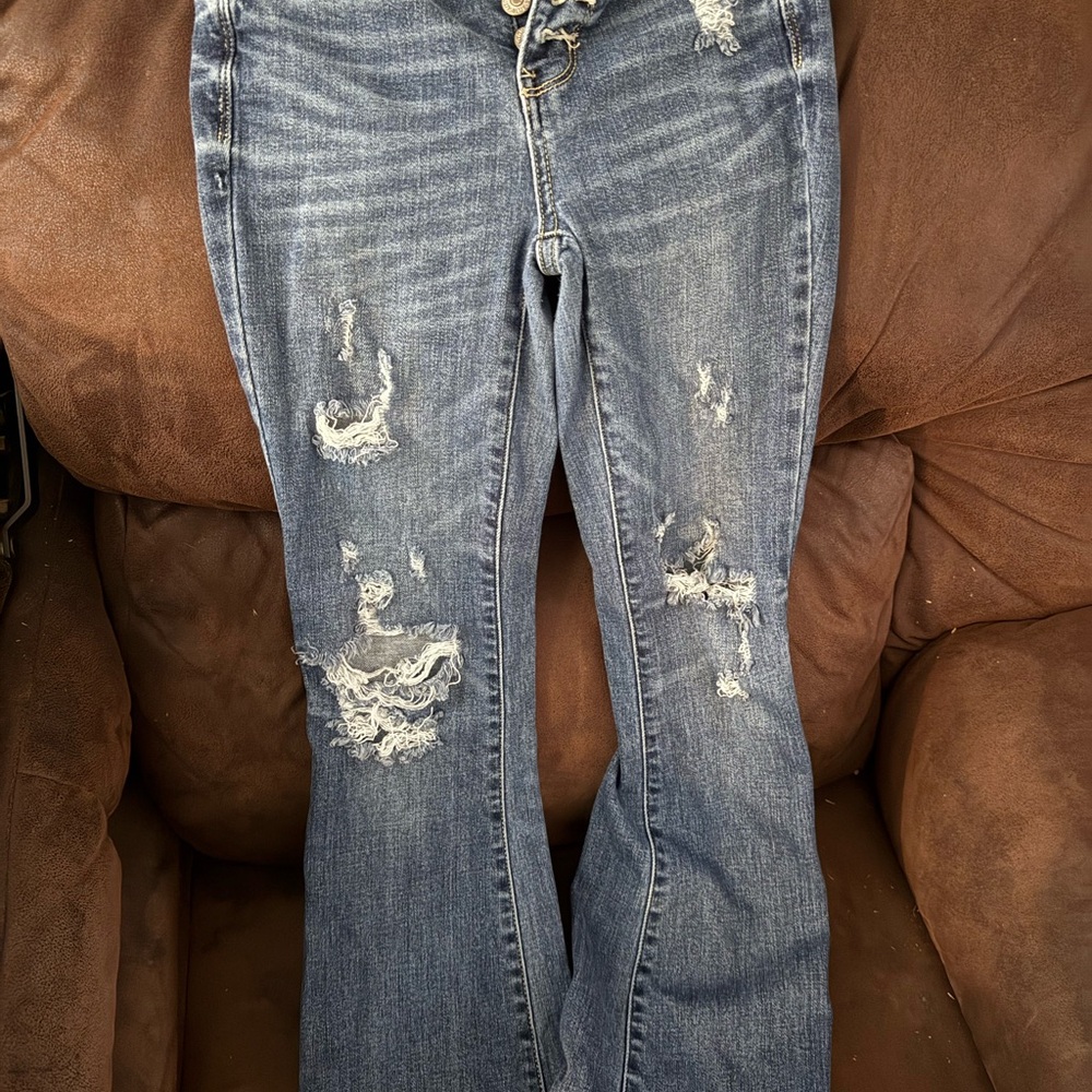 Judy Blue Distressed Boot Cut Jeans - Blue